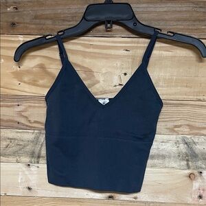 Dynamic size OS Navy Blue Spaghetti Strap Super Stretchy & Soft V-neck Crop Top